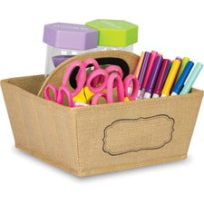 Teacher Created Resources Burlap Storage Caddy External Dimensions: 6" Length x 9" Width x 9" Height - Brown - For Marker, Calculator, Timer, Marker - 1 Each