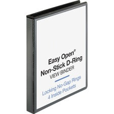 Business Source Locking D-Ring View Binder 1" Binder Capacity - Letter - 8 1/2" x 11" Sheet Size - 200 Sheet Capacity - Fastener(s): D-Ring - Pocket(s): 4, Inside Front & Back - Polypropylene, Chipboard - Black - Recycled - Locking Ring, Clear Overlay, No