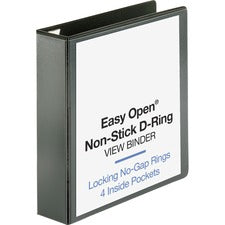 Business Source Locking D-Ring View Binder 2" Binder Capacity - Letter - 8 1/2" x 11" Sheet Size - 500 Sheet Capacity - Fastener(s): D-Ring - Pocket(s): 4, Inside Front & Back - Polypropylene, Chipboard - Black - Recycled - Locking Ring, Clear Overlay, No