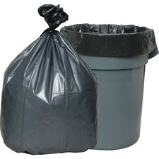 Genuine Joe Maximum Strength Trash Can Liner Extra Large Size - 60 gal Capacity - 56" Length x 39" Width x 1.55 mil (39 Micron) Thickness - Low Density - Gray - Plastic Resin - Food Waste, Office Waste, Can, Debris - Recycled - 50/Box - 96 / Pallet