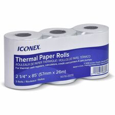 ICONEX Cash Register Roll 2 1/4" x 85 ft - Durable - 3 / Pack