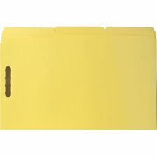 Business Source 1/3 Tab Cut Legal Recycled Fastener Folder 11" x 14" - 3/4" Expansion - 2 Fastener(s) - 2" Fastener Capacity - 11 pt. - 2 Plys - Yellow - 10% Recycled - 50 / Box