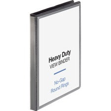 Business Source Heavy-duty View Binder 1/2" Binder Capacity - Letter - 8 1/2" x 11" Sheet Size - 125 Sheet Capacity - Fastener(s): Round Ring - Pocket(s): 2, Internal - Polypropylene, Chipboard - Black - Heavy Duty, Wrinkle-free, Gap-free Ring, Non-glare,