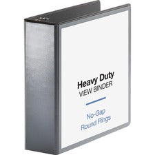 Business Source Heavy-duty View Binder 3" Binder Capacity - Letter - 8 1/2" x 11" Sheet Size - 625 Sheet Capacity - Fastener(s): Round Ring - Pocket(s): 2, Internal - Polypropylene, Chipboard - Black - Heavy Duty, Wrinkle-free, Gap-free Ring, Non-glare, I