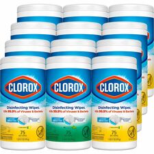 Clorox Disinfecting Bleach Free Cleaning Wipes Value Pack Ready-To-Use - Easy to Use, Antibacterial - White - 75/Tub - 480 / Pallet