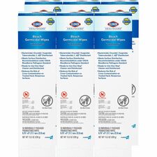 Clorox Healthcare Bleach Germicidal Wipes Ready-To-Use - 9" Length x 6.75" Width - Anti-corrosive - White - 50/Dispenser - 6 / Carton