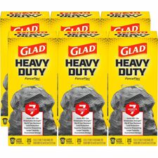 Glad ForceFlexPlus Large Drawstring Trash Bags Large Size - 30 gal Capacity - 0.90 mil (23 Micron) Thickness - Drawstring Closure - Black - Home, Office, Can - 25/Box - 6 / Carton