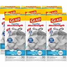 Glad ForceFlex MaxStrength X-Large Kitchen Drawstring Trash Bags Fresh Clean with Febreze Freshness - Large Size - 20 gal Capacity - 32.01" Length x 24.02" Width - Drawstring Closure - Gray - Home, Garbage, Office, Kitchen - 30/Box - 360 / Pallet