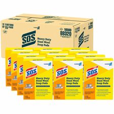 CloroxPro&trade; S.O.S&reg; Steel Wool Soap Pads 4" Length x 5" Width - Heavy Duty - Gray, Blue - 15/Box - 480 / Pallet