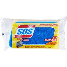 S.O.S All Surface Scrubber Sponge 4.5" Height x 2.5" Width x 0.9" Depth - 2100 / Bundle - Cellulose, Scrim - Blue
