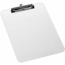 Business Source Flat Clip Clipboard 9" x 12" Sheet Size - Plastic - Clear - 1 Each