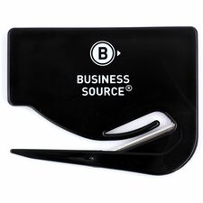 Business Source Slide Letter Opener Handheld - Black - Comfortable Handle, Compact - 1 Each