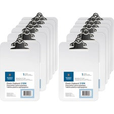 Business Source Plastic Clipboard 6" x 9" Sheet Size - Spring Clip - Plastic - Clear - 12 / Box