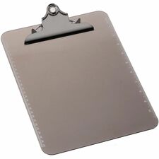 Business Source Spring Clip Plastic Clipboard 8 1/2" x 11" Sheet Size - Spring Clip - Plastic - Smoke - 1 Each