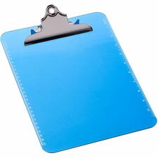 Business Source Spring Clip Plastic Clipboard 8 1/2" x 11" Sheet Size - Spring Clip - Plastic - Blue - 12 / Box