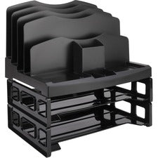 Business Source Smart Sorter Letter Tray/Organizer 9 Compartment(s) - 14" Height x 13.12" Width x 9.88" Depth - Desktop - Black - 1 Box
