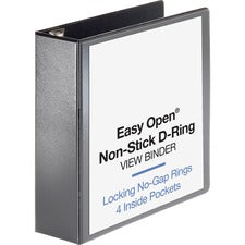 Business Source Locking D-Ring View Binder 3" Binder Capacity - Letter - 8 1/2" x 11" Sheet Size - 650 Sheet Capacity - Fastener(s): D-Ring - Pocket(s): 4, Inside Front & Back - Polypropylene, Chipboard - Black - Recycled - Non-glare, Acid-free, Exposed R