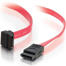 C2G 180&deg; To 90&deg; Serial ATA Cable 1.50 ft SATA Data Transfer Cable - First End: 1 x 7-pin SATA - Female - Second End: 1 x 7-pin SATA - Female - Translucent Red - 1 Each