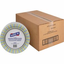 Genuine Joe 7" Printed Paper Plates Disposable - 7" Diameter - Assorted - 125/Pack - 4 / Carton