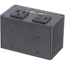 StarTech.com Power Outlet Module for Conference Table Connectivity Box 4 x Power Receptacles - 120 V AC / 10 A Tabletop, Under Table, Desk Mountable - Black - Aluminum, Steel - 1 Each