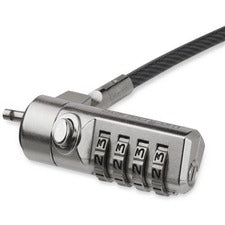 StarTech.com Laptop Cable Lock - With Swivel Hinge - 4-DigitCombination Lock 6.56 ft Cable - Resettable - 4-digit - Combination Lock - Silver, Black - Zinc Alloy, Vinyl Coated Steel - For Notebook, Docking Station, Monitor, Projector - TAA Compliant