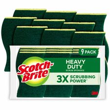 Scotch-Brite Heavy-Duty Scrub Sponges 2.8" Height x 4.5" Width - 9 / Pack - Yellow, Green