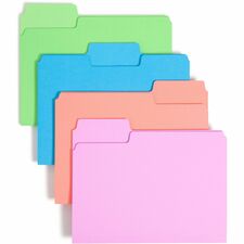 Smead SuperTab 1/3 Tab Cut Letter Recycled Top Tab File Folder 8 1/2" x 11" - 3/4" Expansion - Top Tab Location - 11 pt. - Bright Purple, Bright Pink, Bright Green, Bright Blue - 10% Recycled - 24 / Pack