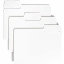 Smead SuperTab 1/3 Tab Cut Letter Recycled Top Tab File Folder 8 1/2" x 11" - 3/4" Expansion - Assorted Tab Position - 11 pt. - White - 10% Recycled - 100 / Box