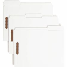 Smead 1/3 Tab Cut Letter Recycled Fastener Folder 8 1/2" x 11" - 3/4" Expansion - 2 x Prong K Style Fastener(s) - 2" Fastener Capacity - Assorted Tab Position - 11 pt. - White - 10% Recycled - 50 / Box