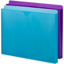 Smead Straight Tab Cut Letter File Jacket 8 1/2" x 11" - 1" Expansion - Purple, Teal - 2 / Pack