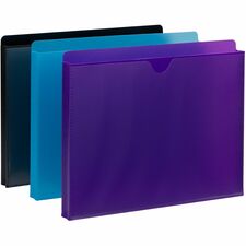 Smead Straight Tab Cut Letter File Jacket 8 1/2" x 11" - 1" Expansion - Purple, Teal, Black - 6 / Pack
