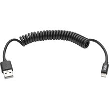 Tripp Lite by Eaton Lightning Connector USB Coiled Cable 4 ft Lightning/USB Data Transfer Cable for Desktop Computer, iPhone, iPad, iPod, Notebook, Charger - First End: Lightning - Second End: USB Type A - Nickel Plated Connector - Black - 1 Each