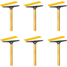 Ettore Heavy Duty Floor Scraper 4" Carbon Steel Blade - 48" Anodized Aluminum Handle - Heavy Duty, Angled Head, Rubberized Grip - Gold - 6 / Carton