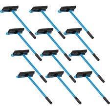 Ettore Auto Squeegee Scrubber 8" Rubber Blade - 16" Aluminum Handle - Durable, Streak-free, Lightweight - Blue - 12 / Carton