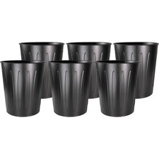 Genuine Joe 6-gallon Fire-safe Trash Can 6 gal Capacity - Fire-Safe, Sturdy - 14" Height x 13" Diameter - Metal, Steel - Black - 6 / Carton