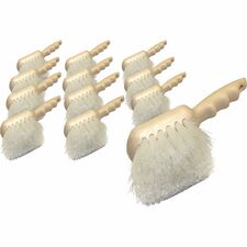 Genuine Joe Nylon Utility Brush Nylon Bristle - 9" Handle Length - White - 12 / Carton
