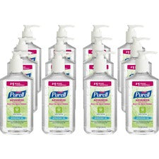 PURELL&reg; Hand Sanitizer Gel Fragrance-free Scent - 12 fl oz - Pump Bottle Dispenser - Kill Germs - Clear - 12 / Carton