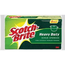 Scotch-Brite Heavy-Duty Scrub Sponges 2.8" Height x 4.5" Width - 9/Pack - 5 / Carton - Yellow, Green
