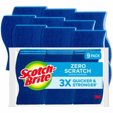 Scotch-Brite Non-Scratch Scrub Sponges 0.8" Height x 4.3" Width x 2.8" Depth - 9 / Pack - Cellulose - Blue