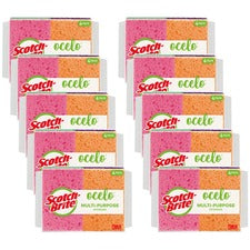 Scotch-Brite StayFresh Sponges 5.8" Height x 4.6" Width x 4.6" Depth - 4/Pack - 10 / Carton - Cellulose - Assorted