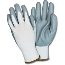 Safety Zone Nitrile Coated Knit Gloves Hand Protection - Nitrile Coating - XXL Size - White, Gray - Flexible, Knitted, Durable, Breathable, Comfortable - For Industrial - 1 Dozen