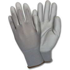 Safety Zone Poly Coated Knit Gloves Polyurethane Coating - XXL Size - Gray - Knitted, Flexible, Comfortable, Breathable - For Industrial - 1 Dozen