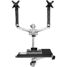 StarTech.com Wall Mount for Monitor, Keyboard, Mouse - Silver - TAA Compliant Height Adjustable - 2 Display(s) Supported - 30" Screen Support - 39.68 lb Load Capacity - 75 x 75, 100 x 100 - Aluminum, Plastic, Steel - 1 Each
