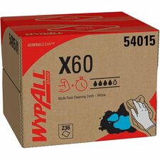 Wypall GeneralClean X60 Multi-Task Cleaning Cloths - Brag Box 11.10" Width x 16.80" Length - White - Cloth/ - 236 / Carton