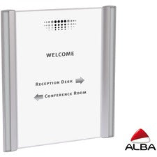 Alba Sign Holder 12.1" Width x 0.7" Height x 13.2" Depth - 8.50" Holding Width x 11" Holding Height - Rectangular Shape - Wall Mountable, Door-mountable - Anti-glare, Single Sided - Anodized Aluminum - Silver - 1 Each