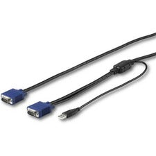 StarTech.com 10 ft. (3 m) USB KVM Cable for StarTech.com Rackmount Consoles 9.84 ft KVM Cable for KVM Console, Server, KVM Switch - First End: 1 x 14-pin HD-15 - Male - Second End: 1 x 15-pin HD-15 - Male, 1 x 4-pin USB 2.0 Type A - Male - Supports up to