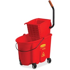 Rubbermaid Commercial WaveBrake 35 QT Side Press & Wringer 8.75 gal - Splash Resistant - 36.5" x 15.7" x 20.1" - Tubular Steel, Plastic - Red - 1 / Carton