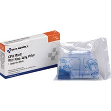 First Aid Only CPR Mask Recommended for: Emergency, Healthcare - Fluid, Dust, Debris Protection - White - Earloop Style Mask - 1 Each