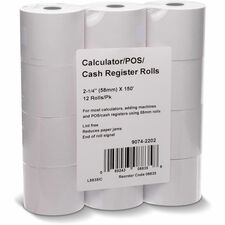 ICONEX 2-1/4"x150' Blended Bond Paper Roll 2 1/4" x 150 ft - White - 12 / Pack