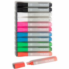 U Brands Magnetic Liquid Glass Markers Bullet Marker Point - Erasable - Assorted Ink - Liquid - Gray Plastic Barrel - 12 / Pack
